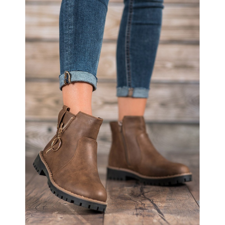 Jumex Csizma dekoratív cipzárral barna 2