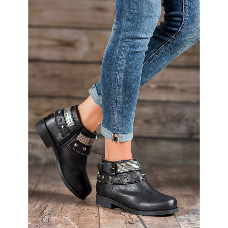 Forever Folie Csizma strasszokkal fekete 1 Forever Folie Csizma strasszokkal fekete 1