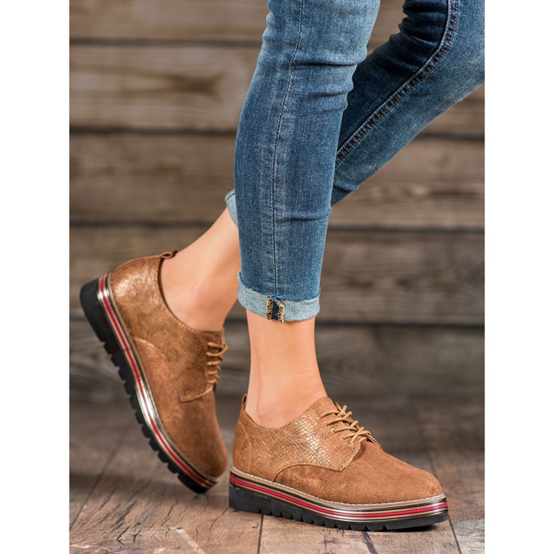 SHELOVET Cipő a kígyó nyomtatási platformon barna 1