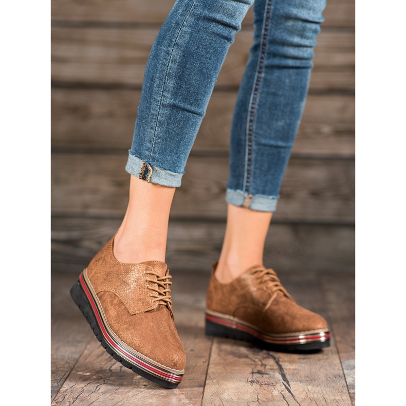 SHELOVET Cipő a kígyó nyomtatási platformon barna 2