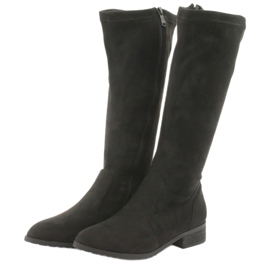 M.Daszyński Fekete stretch csizma lapos sarkú MR1602 3