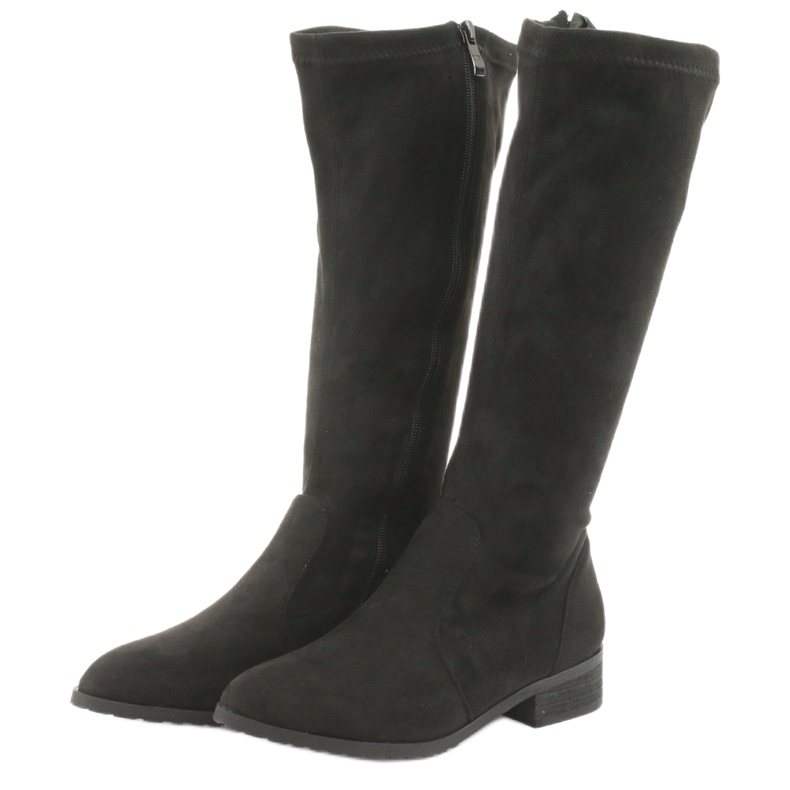 M.Daszyński Fekete stretch csizma lapos sarkú MR1602 3