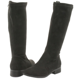 M.Daszyński Fekete stretch csizma lapos sarkú MR1602 4