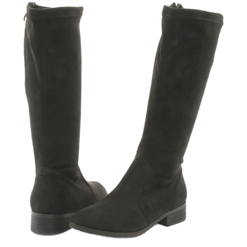 M.Daszyński Fekete stretch csizma lapos sarkú MR1602 4