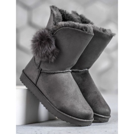 SHELOVET Mukluki Pompommal szürke 2