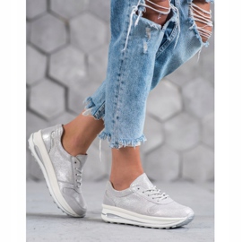 Bőrcipő VINCEZA csillogással szürke 2