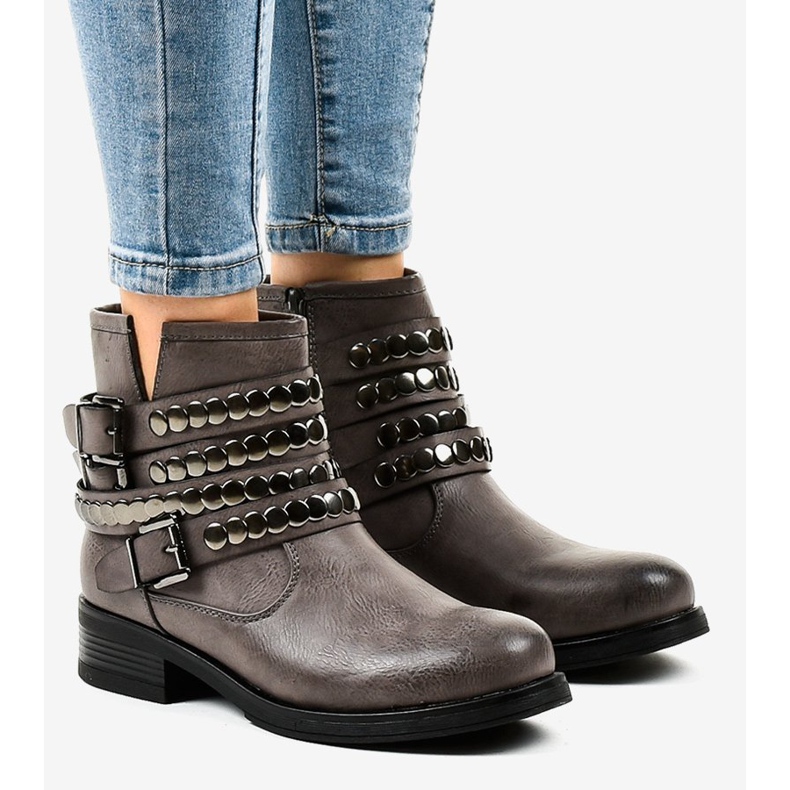 Női szürke lapos szigetelt csizma F1608 1