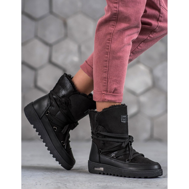 MCKEYLOR hócsizma csillogással fekete 2