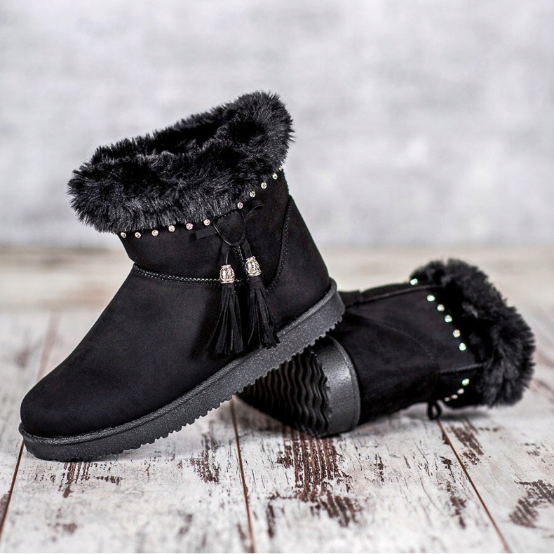 SHELOVET Mukluki Kristályokkal fekete 2