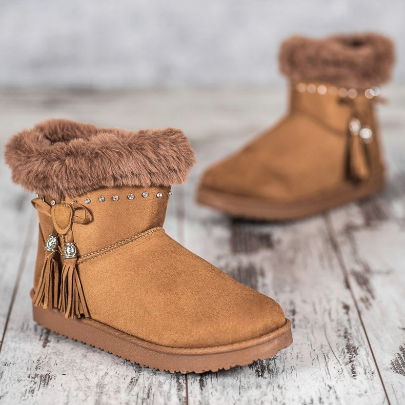 SHELOVET Mukluki Kristályokkal barna 2