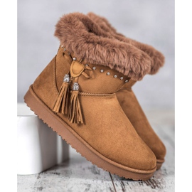 SHELOVET Mukluki Kristályokkal barna 1