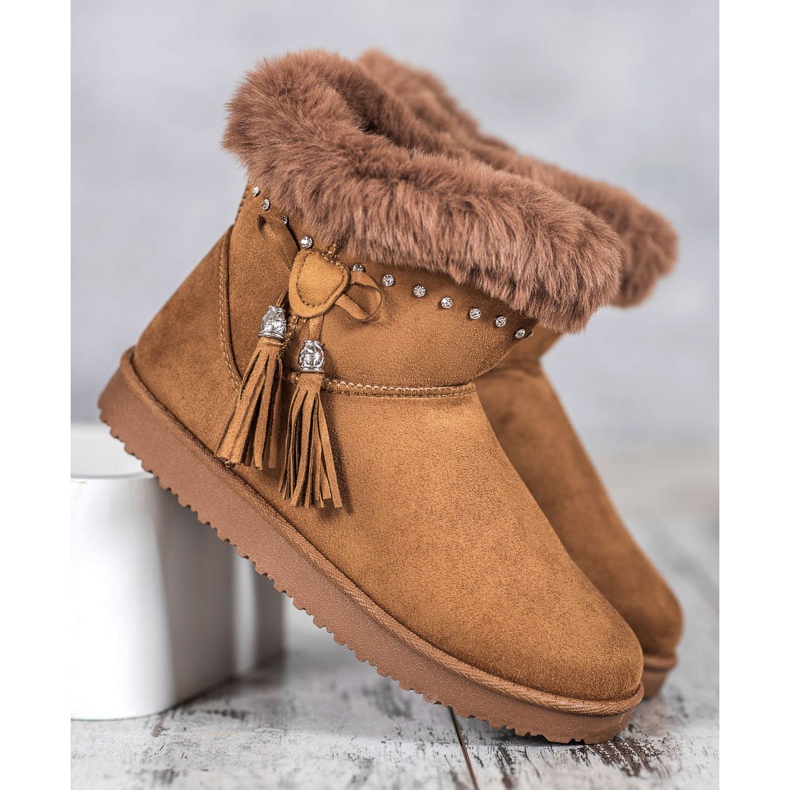 SHELOVET Mukluki Kristályokkal barna 1