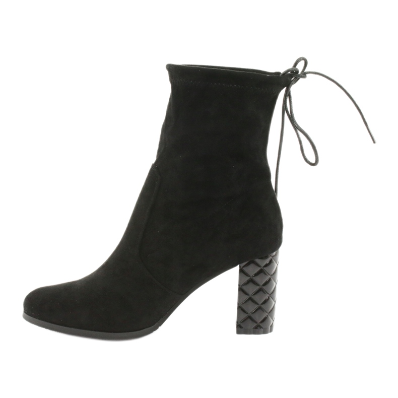 M.Daszyński Velúr bokacsizma dekoratív sarokkal Daszyński 154 fekete 2