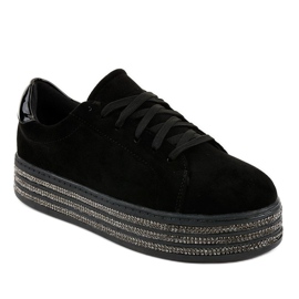 Fekete cipők női díszítéssel G280 1