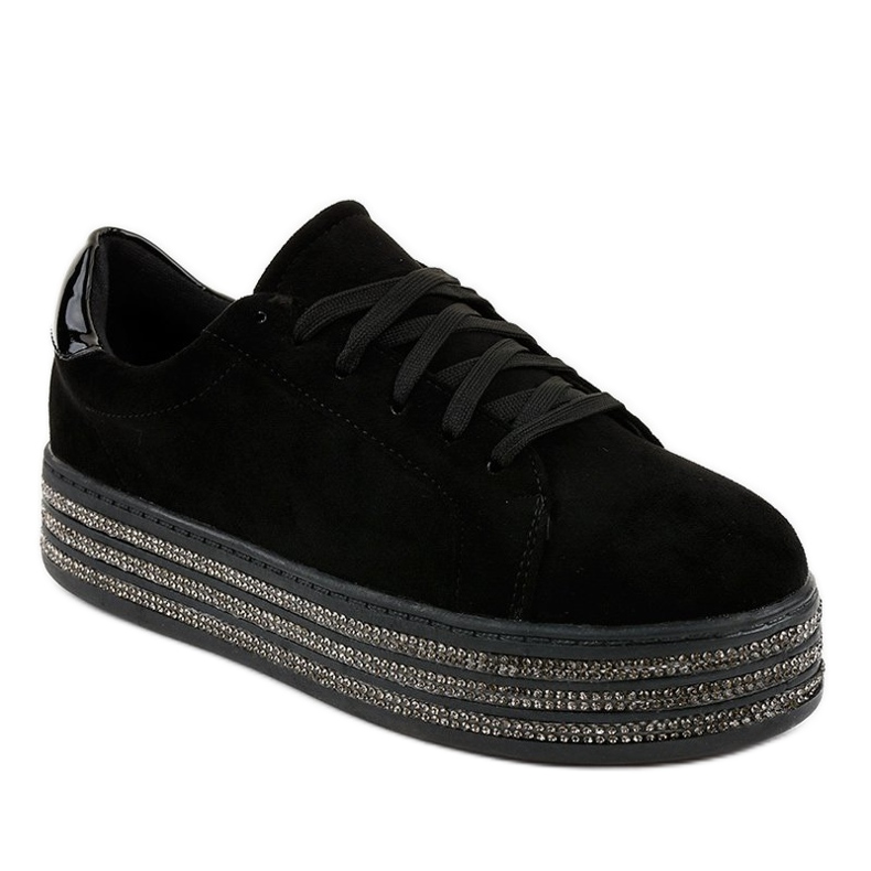 Fekete cipők női díszítéssel G280 1