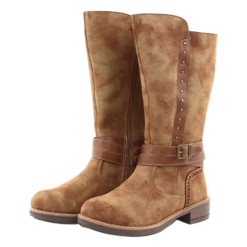 American Club GC31 hosszú csizma strasszokkal barna 3