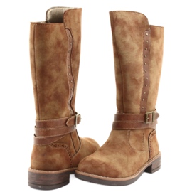 American Club GC31 hosszú csizma strasszokkal barna 4