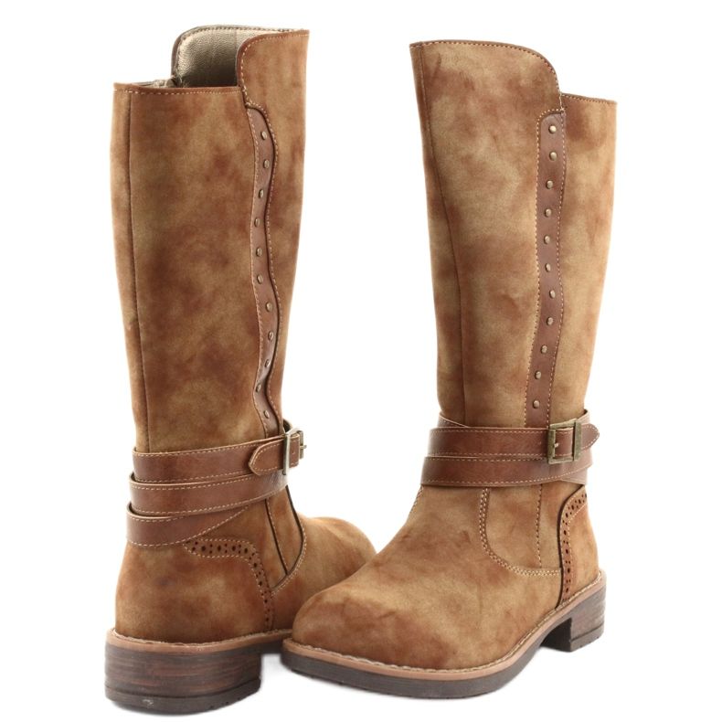 American Club GC31 hosszú csizma strasszokkal barna 4