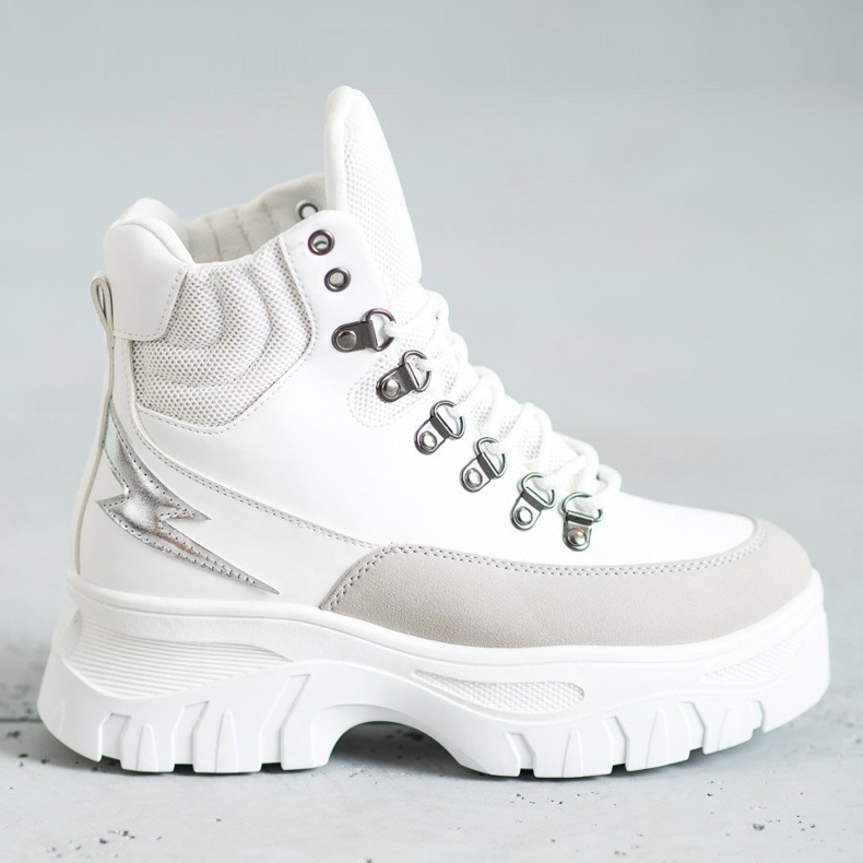 Seastar Divatos fűzős csizma fehér 2