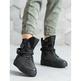 Diamantique Magas csizma csatokkal fekete 2