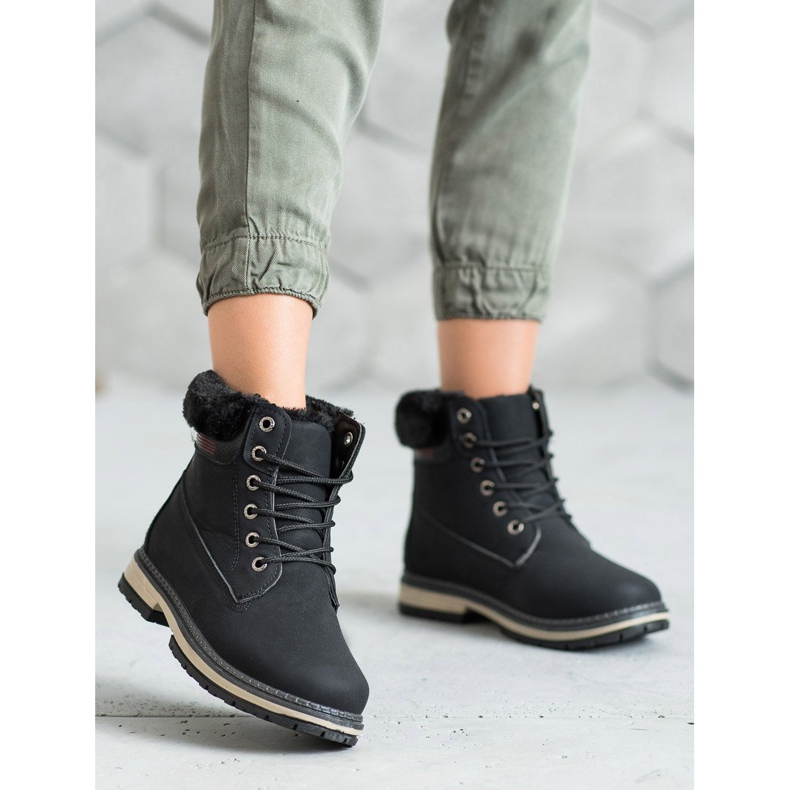 SHELOVET Túracipő szőrmével fekete 1