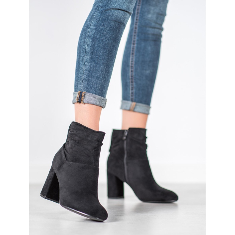 SHELOVET Klasszikus magas sarkú csizma fekete 2