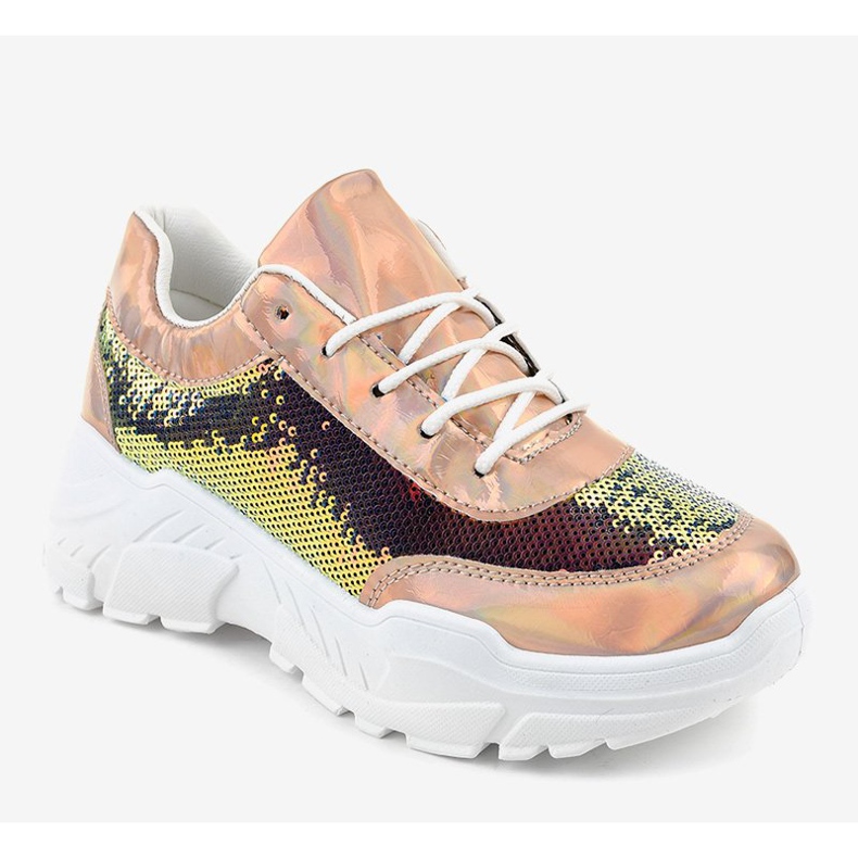 Pezsgő sportcipő flitterekkel W-3118 sárga 1