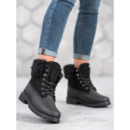 SHELOVET Csapdák szőrrel fekete 1