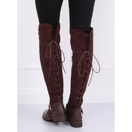 Térdig érő csizma lapos sarkú barna 688-3 Barna 1