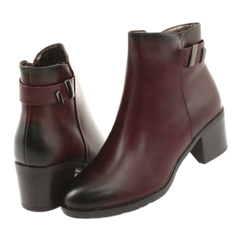 M.Daszyński A cipzáron lévő csizma Daszyński SA153 bordát szigetelt piros sokszínű 4