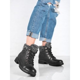 SHELOVET Fekete fűzős csizma 2