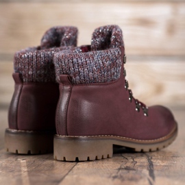 SHELOVET Bordó fűzős csizma piros 1