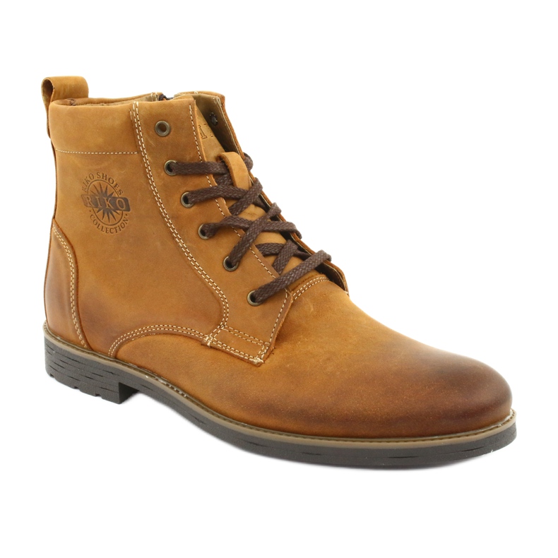 Magas sarkú bokacsizma a Riko 884 őrült napos cipzárján barna sárga 1