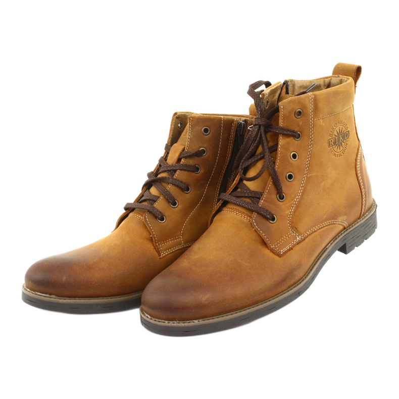 Magas sarkú bokacsizma a Riko 884 őrült napos cipzárján barna sárga 3