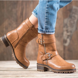 SHELOVET Díszes cipzárral dolgozók barna 1