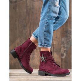 SHELOVET Bordó velúr csizma piros 1