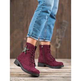 SHELOVET Bordó velúr csizma piros 2