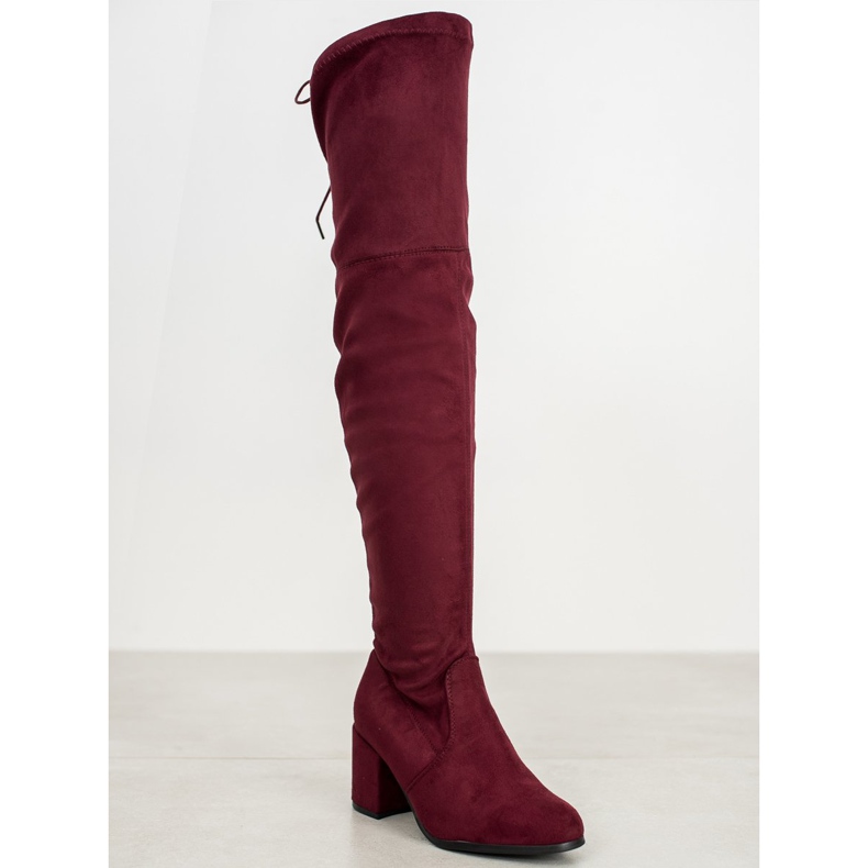 Ideal Shoes Velúr combcsizma piros 1 Ideal Shoes Velúr combcsizma piros 1