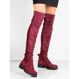 Ideal Shoes Csúsztatható velúr csizma piros 2 Ideal Shoes Csúsztatható velúr csizma piros 2