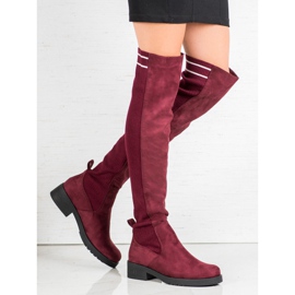 Ideal Shoes Csúsztatható velúr csizma piros 1 Ideal Shoes Csúsztatható velúr csizma piros 1