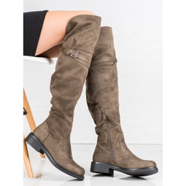 Ideal Shoes Elegáns csizma csattal zöld 1 Ideal Shoes Elegáns csizma csattal zöld 1