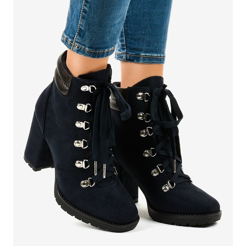 Navy blue velúr trapper bokacsizma a 8992 poszton sötétkék 2