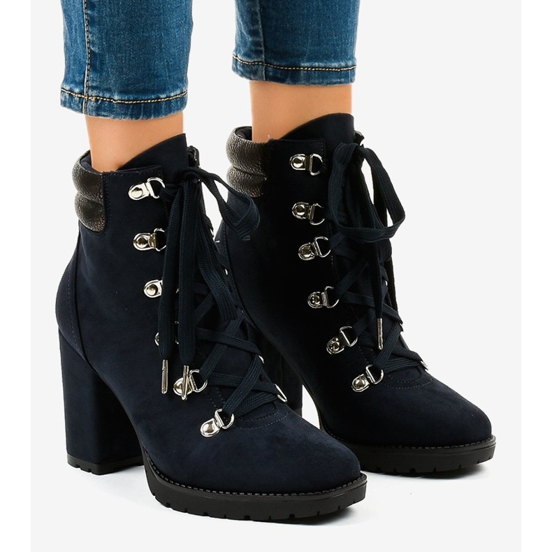 Navy blue velúr trapper bokacsizma a 8992 poszton sötétkék 1