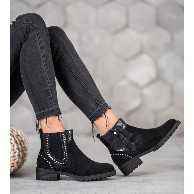 Small Swan Snake Print Chelsea csizma fekete 2