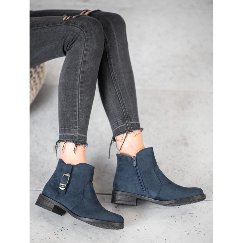 Small Swan Navy blue velúr csizma kék 2