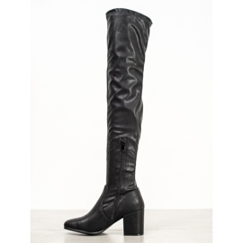 SHELOVET Térd feletti csizma öko bőrből fekete 1