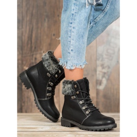 SHELOVET Kötett csapdák szőrmével fekete 1