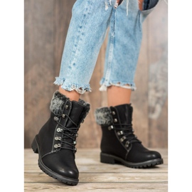 SHELOVET Kötett csapdák szőrmével fekete 2