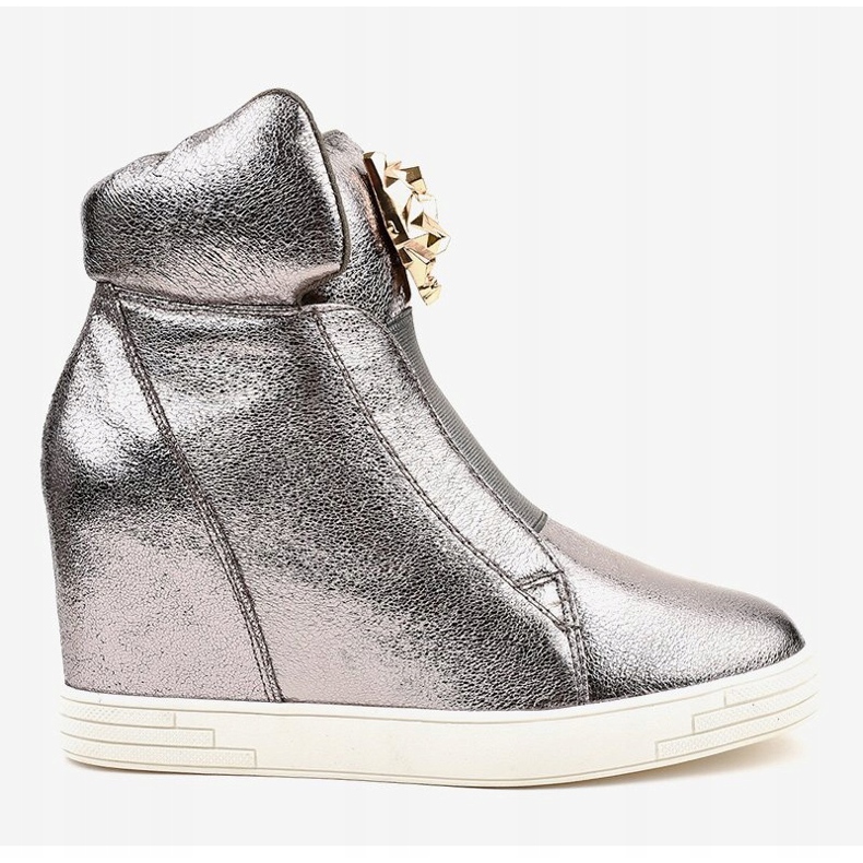 Ezüst cipők a jaguár KLS-105-4 ék sarkán szürke 2