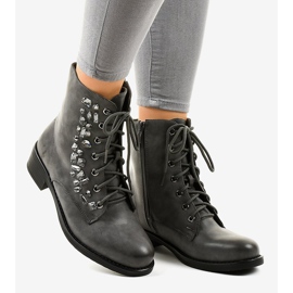 Szürke lapos bokacsizma kövekkel 0-268 2